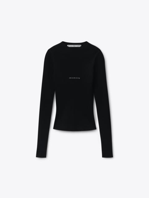 Jacquard Logo Long Sleeve Crewneck