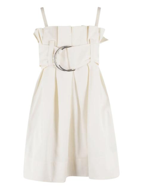 belted pleated mini dress