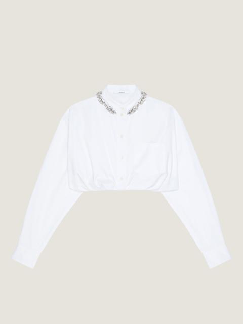 CROPPED SHIRT IN POPLIN WITH CRYSTALS