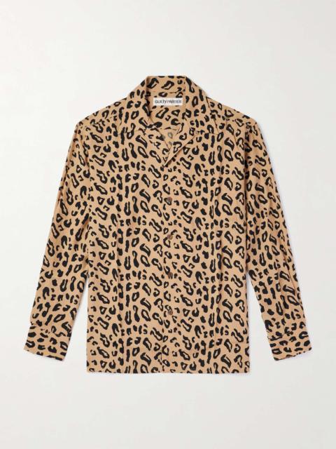 Convertible-Collar Leopard-Print Woven Shirt