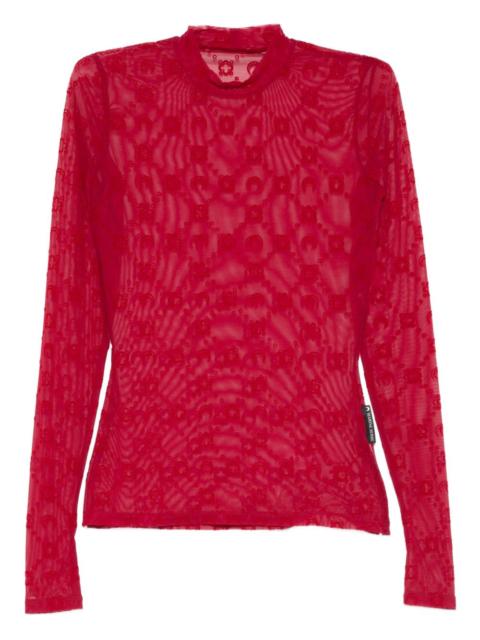 long-sleeve patterned top