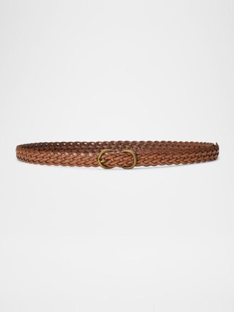 Braided Leather Skinny Belt