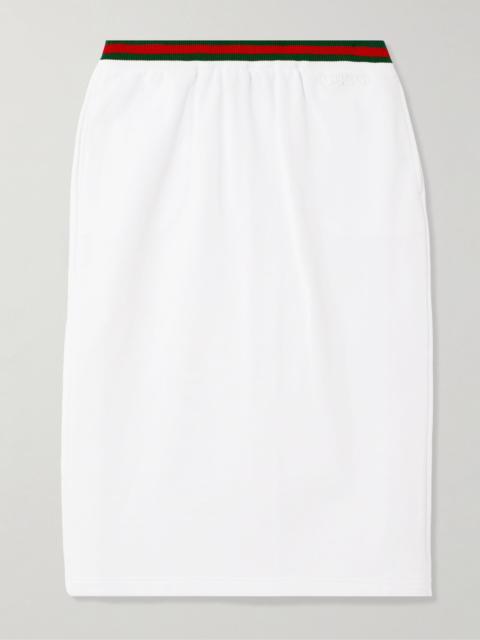 Striped cotton-jersey skirt White