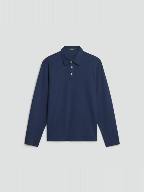 Relaxed Long-Sleeve Polo Shirt in Cotton Jersey
