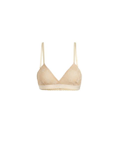 Moonogram Flocked Mesh Bra