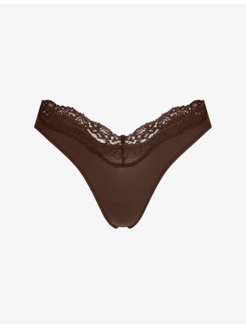 Fits Everybody Lace-Trimmed Stretch-Woven Thong