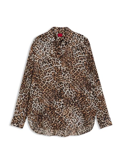 OVERSIZE-FIT BLOUSE WITH LEOPARD PRINT