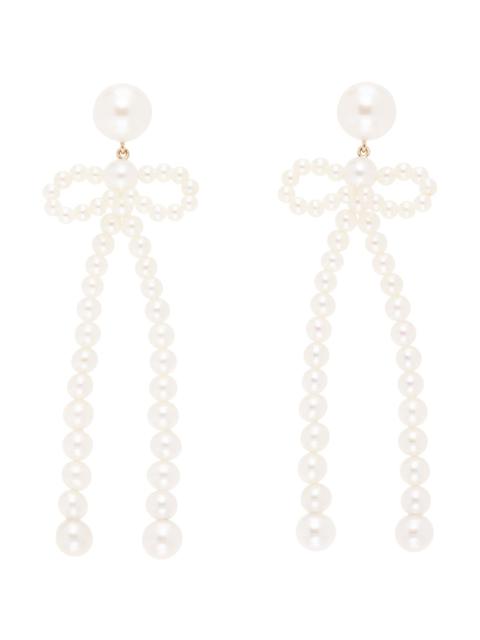White Bow Rosette Earrings