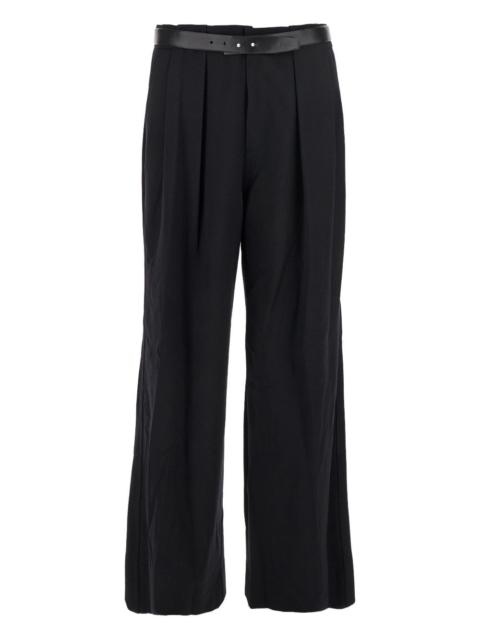 pleated-details belted trousers