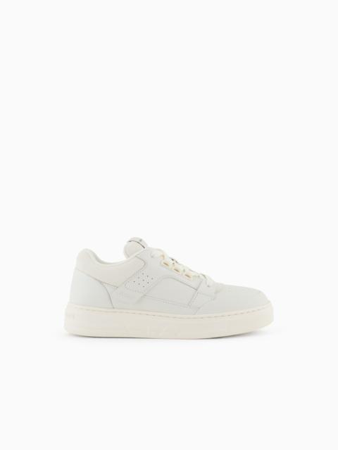 LEATHER AND MESH SNEAKERS WITH CONTRASTING DETAILS