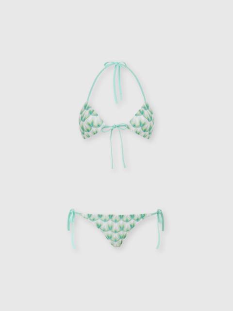 Triangle bikini in viscose with floral motif