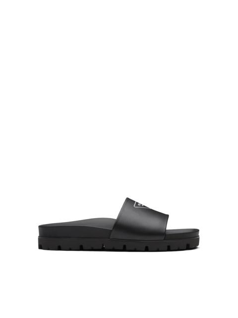 Leather slide sandals