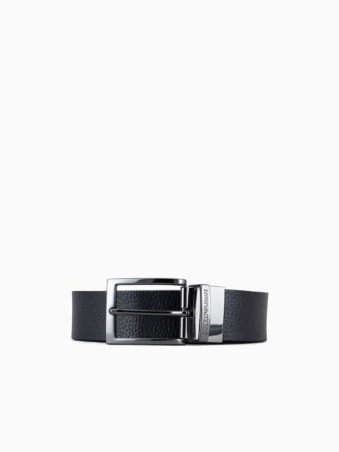 Palmellato-leather printed reversible belt