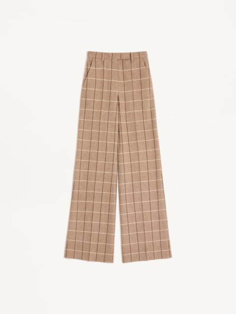 WOOL PANTS WITH WINDOWPANE CHECK PATTERN