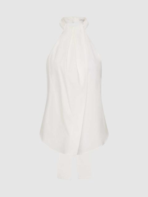 Oxford Halter Tie Back Top - White
