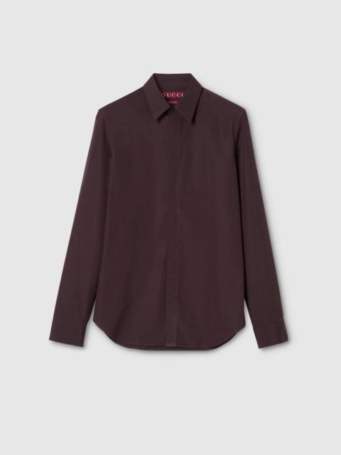 Piece dyed poplin shirt with embroidery