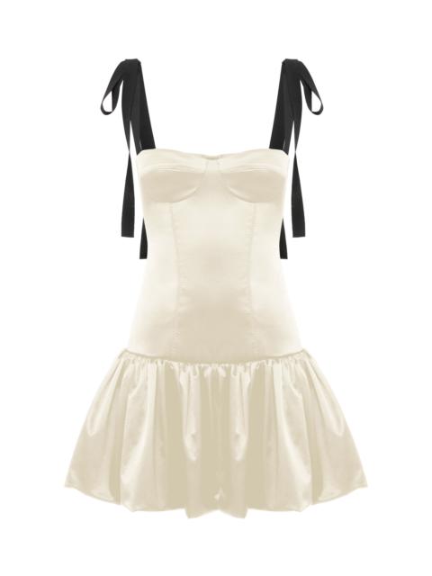 Patrice Bustier Satin Mini Dress ivory