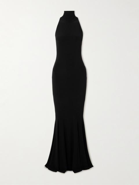 Stretch-jersey Halterneck Gown