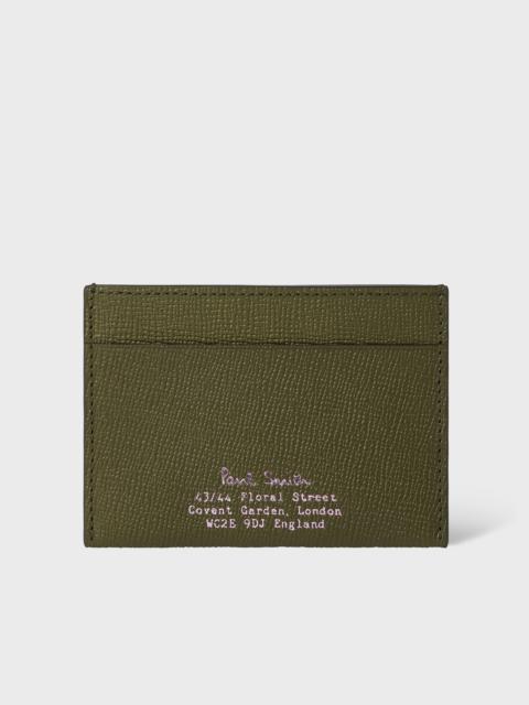 Green 'Floral Street' Grained Leather Card Holder