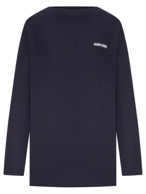 RIBBED SWEATER WITH LOGO PATCH