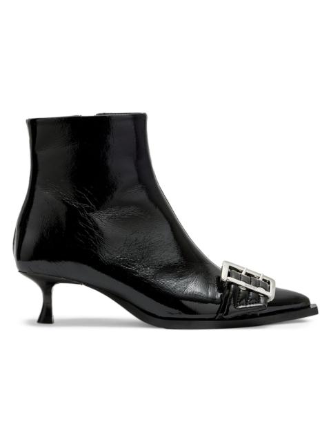 Women's 50MM Buckle-Detail Faux-Leather Boots - Black