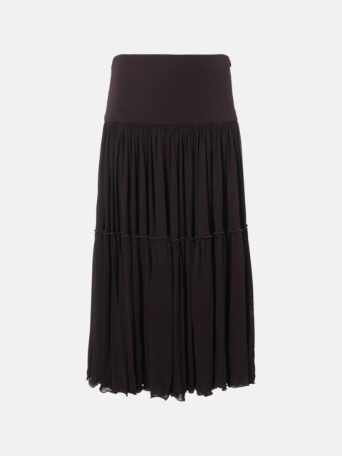 Pleated georgette midi skirt