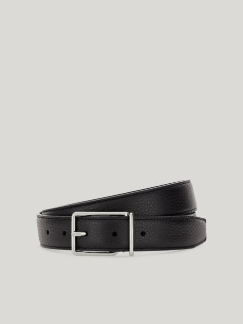 BLACK SMOOTH CALFSKIN BELT WITH SQUARED BUCKLE