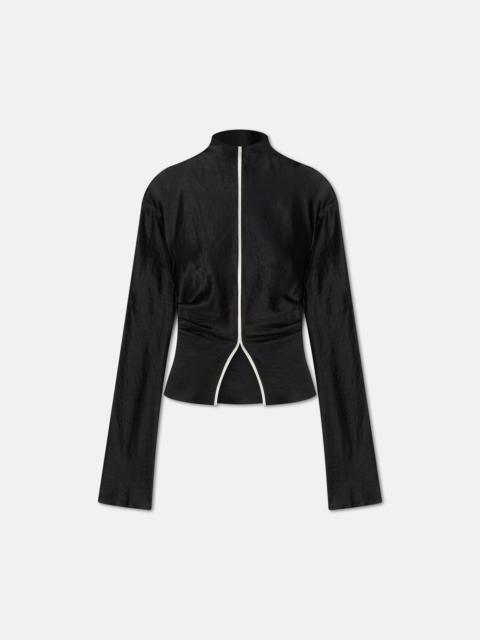 Crinkled-Satin Turtleneck Top