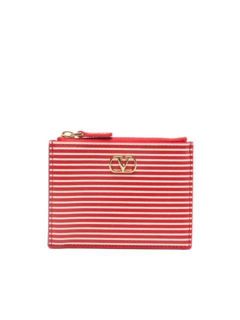 striped logo-detail card holder