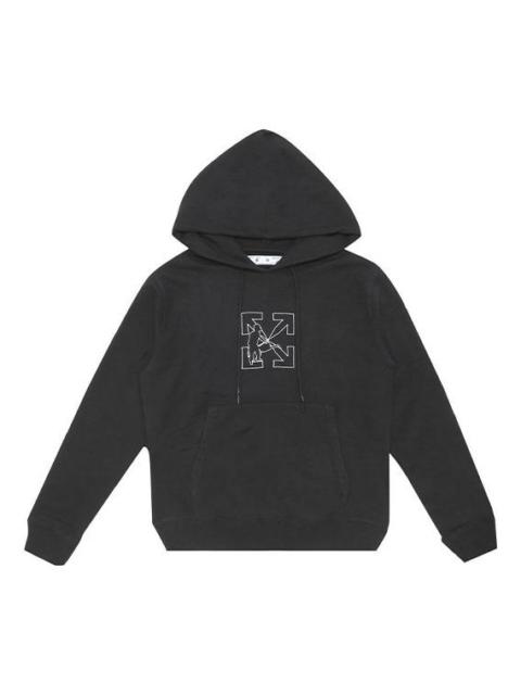 Off-White FW20 Embroidery Hooded Pullover Men Black OMBB034E20FLE0031001