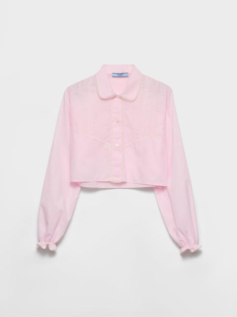 Embroidered cropped batiste shirt
