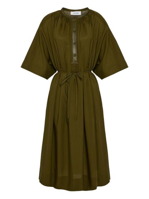 leather-trim midi dress