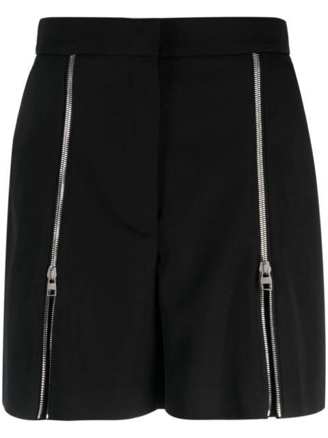zip-embellished wool shorts