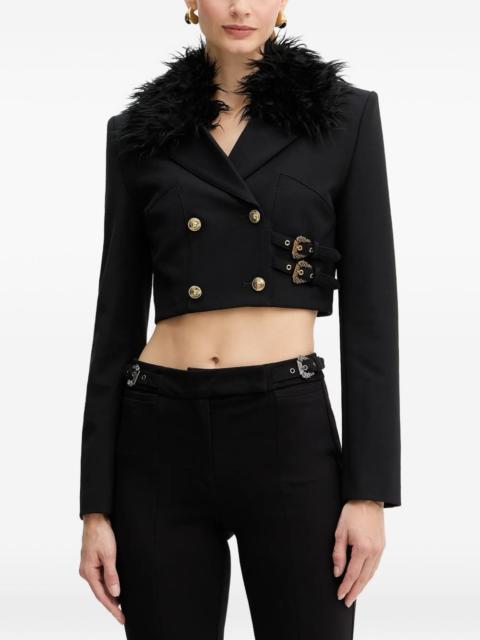 faux-fur-collar buckle-detailed jacket