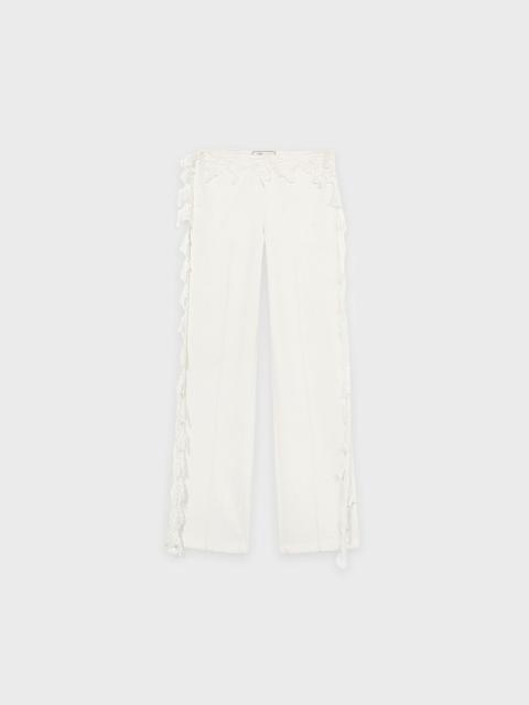 TWILL PANTS WITH SCALLOPED LACE