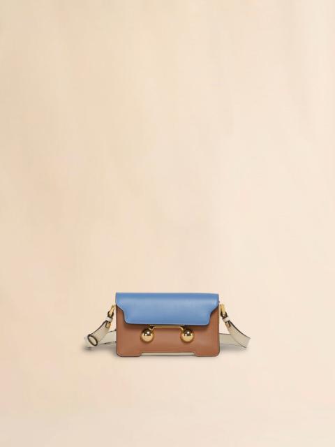 LIGHT BLUE, LIGHT BROWN AND WHITE LEATHER TRUNKAROO MINI SHOULDER BAG