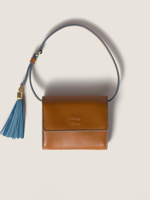 Leather wallet with shoulder strap