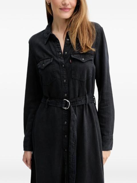 belted denim dress