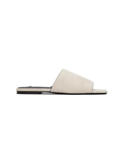 Gray Velour-Leather Bandeau Sandals