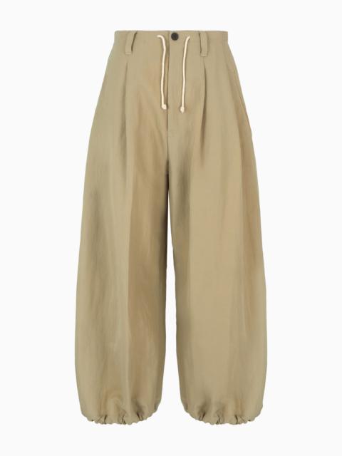 WIDE TROUSERS IN TECHNICAL FABRIC WITH DRAWSTRING AT THE HEM