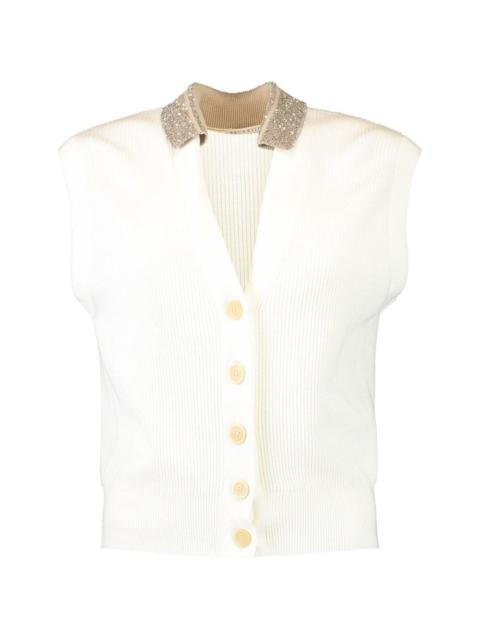 embellished collar vest