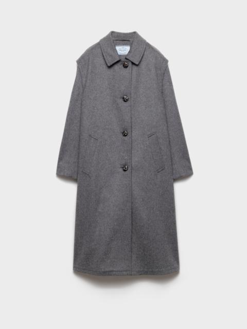 Single-breasted double loden cloth coat