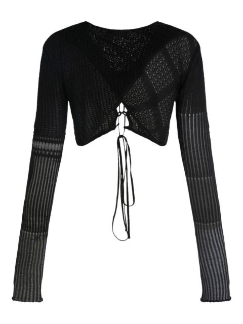long-sleeve lace-up top