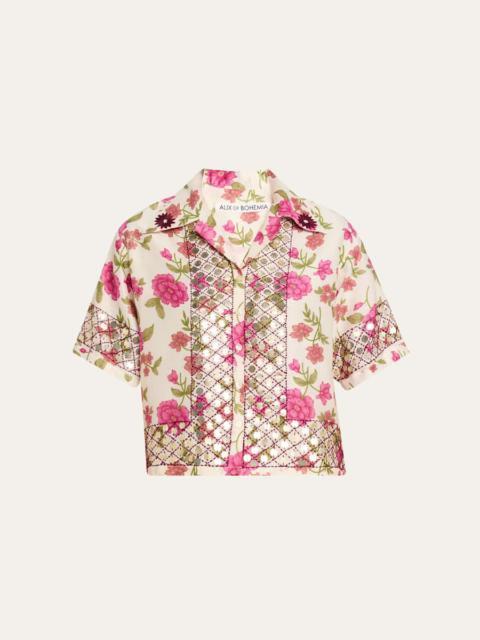 Stevie Embellished Cropped Shirt