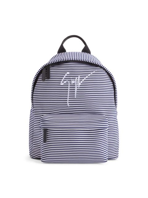 logo-embroidered striped backpack