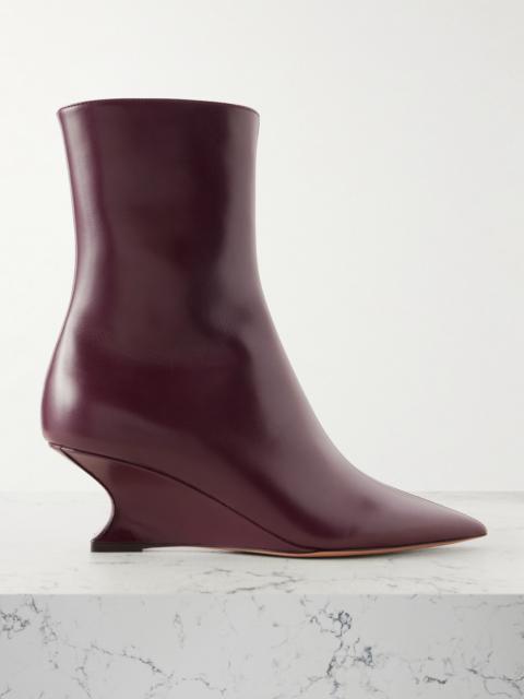 Nina Leather Wedge Ankle Boots