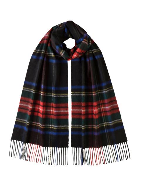 Black Stewart Tartan Wide Cashmere Scarf