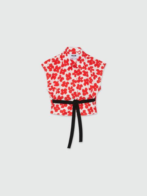 Cropped shirt with "Puffy flowers" print