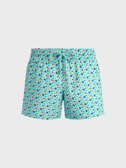 Men Stretch Short Swim Trunks Micro Ronde Des Tortues Rainbow