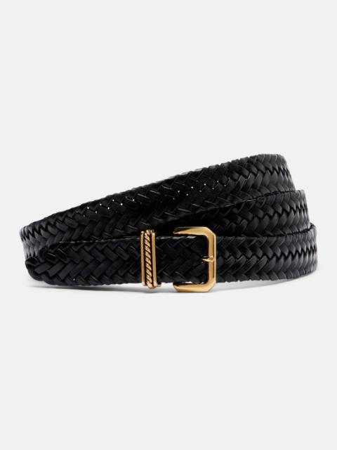 Woven leather belt